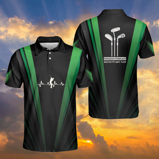 Petthouse | Black Green Golfer Polo Shirt, Weekend Forecast Bogey On The Dance Floor Quote Christmas