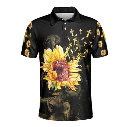 Petthouse | Faith Christian Cross Sunflower Polo Shirt Jesus God Christ Sport Shirt Sunflower Lovers Gift