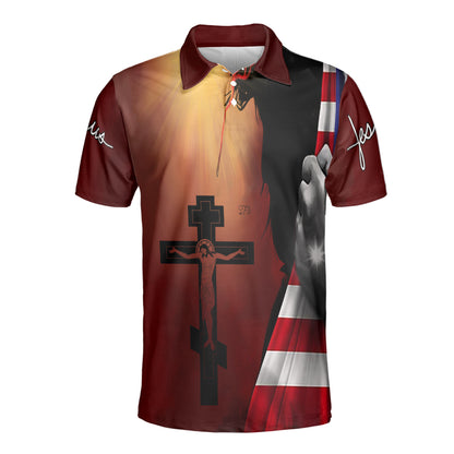 Petthouse | Jesus Christian American Flag Polo Shirt Christian God Sport Shirt Jesus Lovers Gift Religious Gift