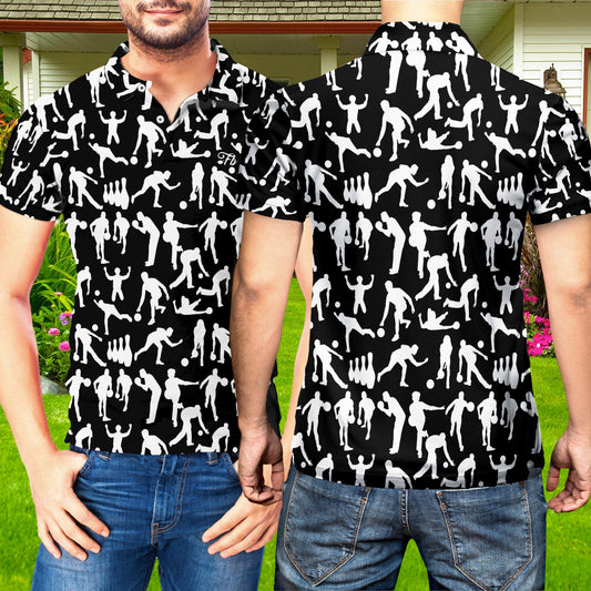 Petthouse | Bowling Polo Shirt Polo Silhouette Pattern Bowling Player Gift Unisex Polo Shirt