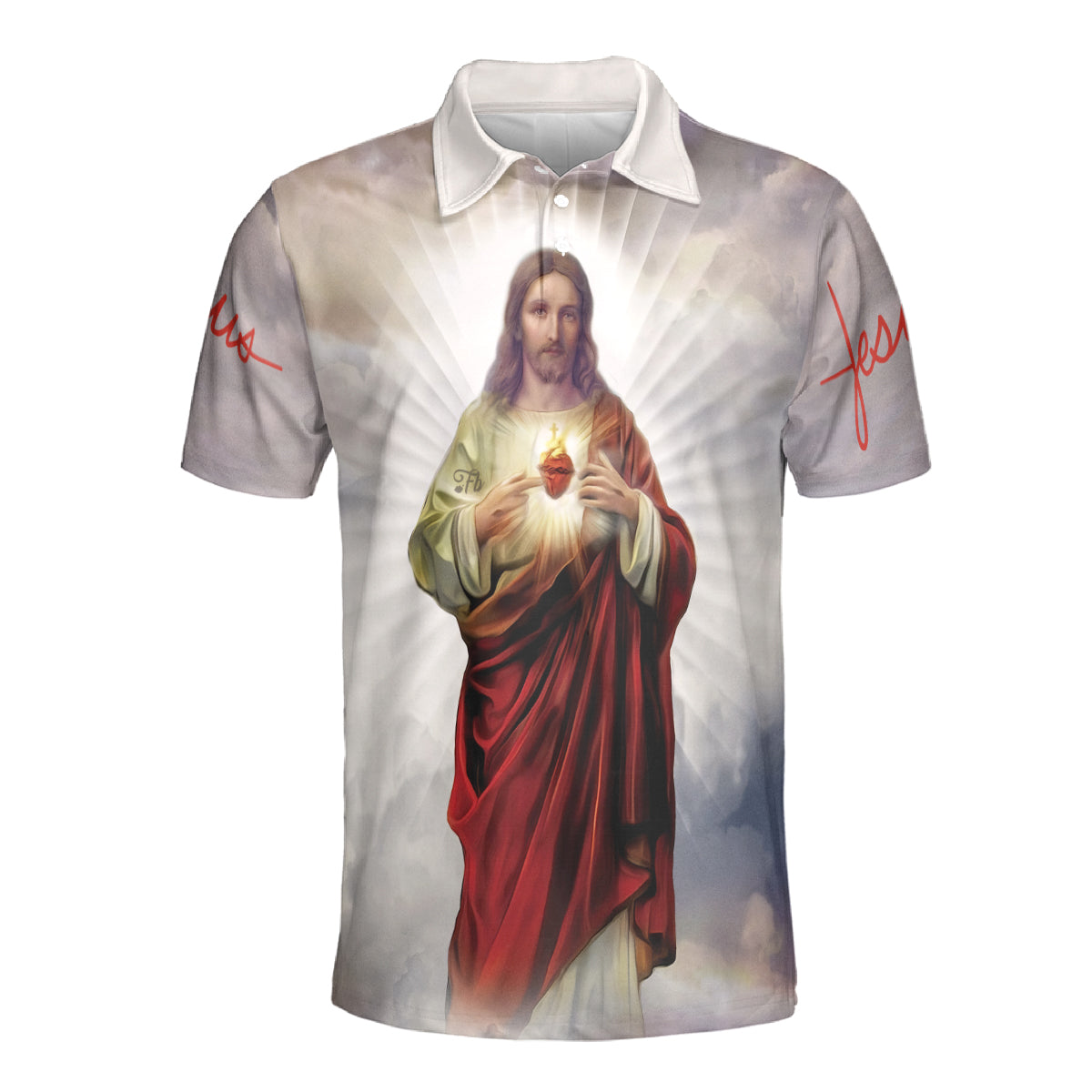 Petthouse | Sacred Heart Jesus Polo Shirt God Christian Heaven Religion Sport Shirts Religious Gift