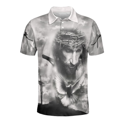 Petthouse | Jesus Christian Heaven Dove Polo Shirt God Christ Cross Sport Shirt Religious Gift Idea