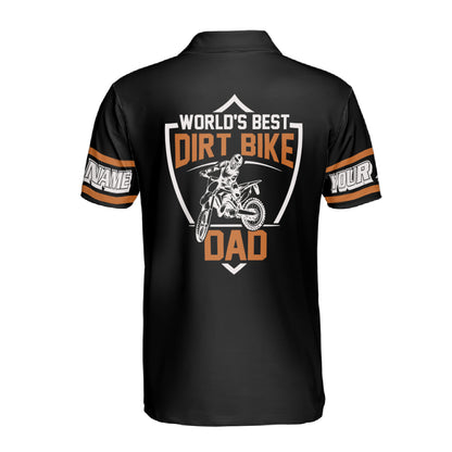 Petthouse | Customized Name World's Best Dirt Bike Dad Polo Shirt Born To Ride Racing Dad Sport Shirt Dad Gift