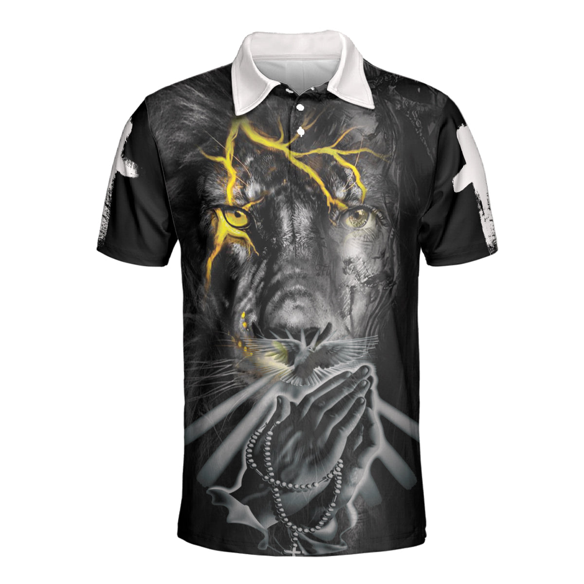 Petthouse | Jesus Christian Lion Lightning Polo Shirt Lion Of Judah Polo Christian Lovers Gift Religious Gift