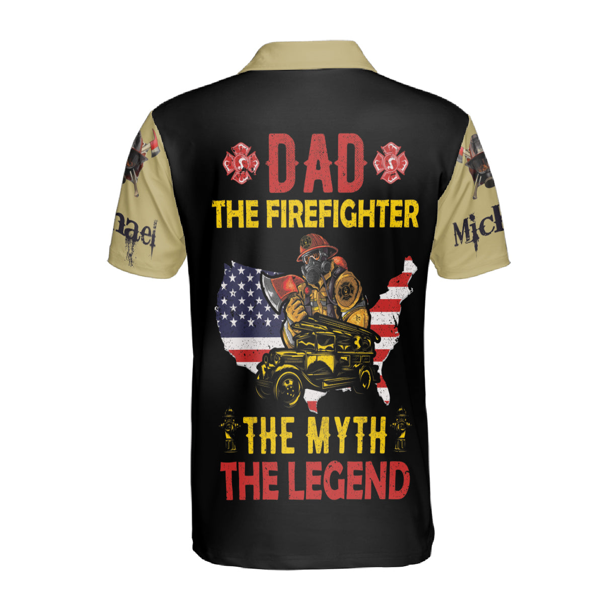 Petthouse | Customized Nam Dad The Firefighter American Polo Shirt Fireman Sport Shirt Father's Day Gift