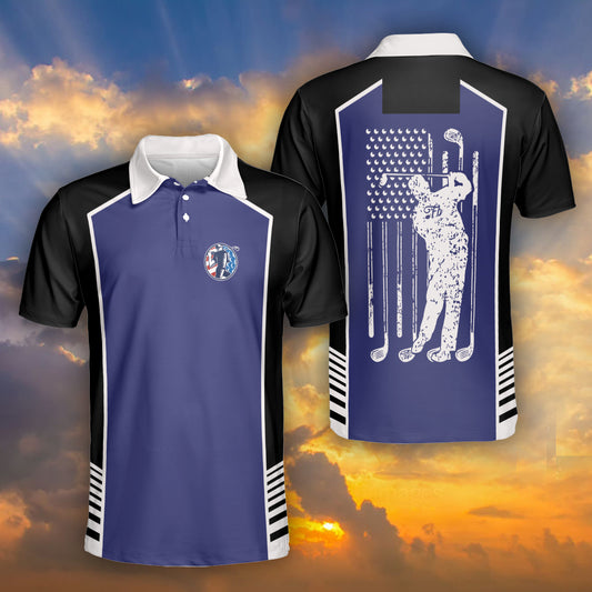 Petthouse | Golf Man Polo Shirt American Flag Golf Polo Shirt Golf Player Shirt Gift For Men