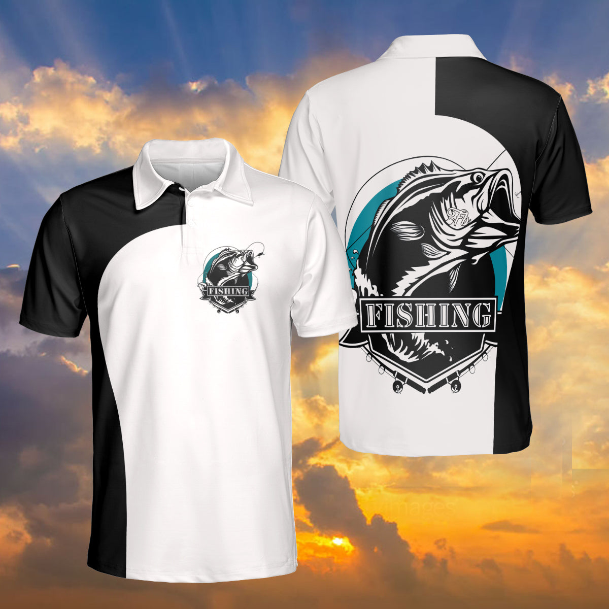 Petthouse | Fishing Lovers Polo Shirt, Fisher Dad Black White Polo Shirt Dad Fathers Day Gift