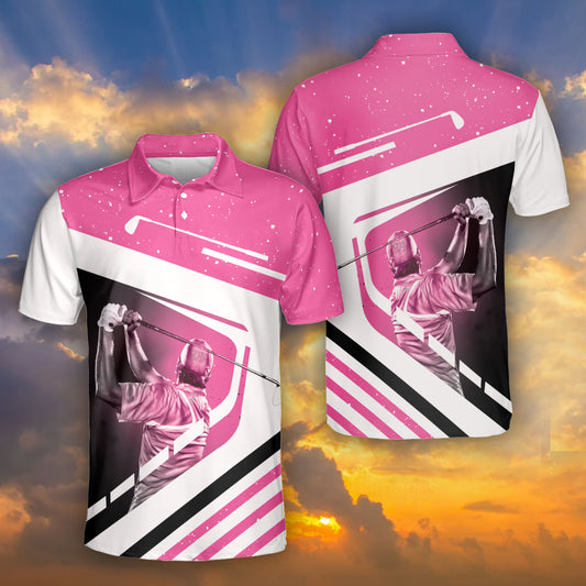 Petthouse | Pink Golf Polo Shirt Golf Man Pink Polo Shirt Golf Magical Pink Golfer Gift Unisex Polo Shirt