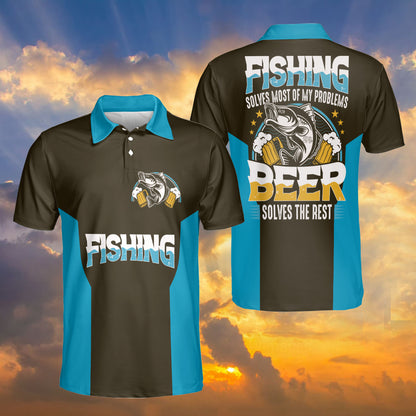 Petthouse | Fishing Beer Polo Shirt, Fishing Sloves Most Of My Problems Dad Grandpa Fisher Gift