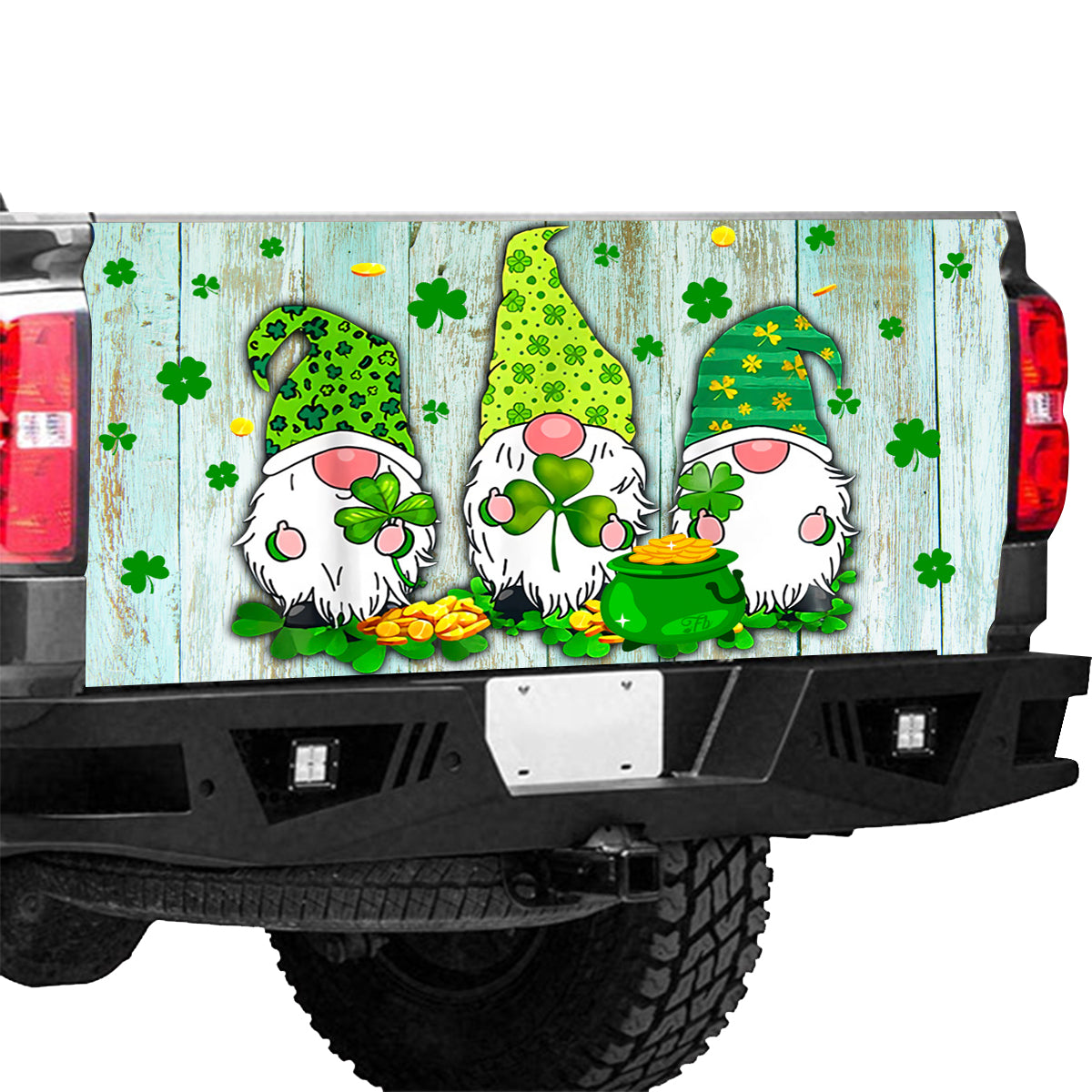 Petthouse | Gnomes Irish Tailgate Wrap Clover Tailgate Cover Cartoon Tailgate Wrap Happy St Patrick's Day