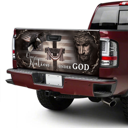 Petthouse | One Nation Under God Jesus Christ Tailgate Wrap Decal Happy 4th Of July Truck Decoration