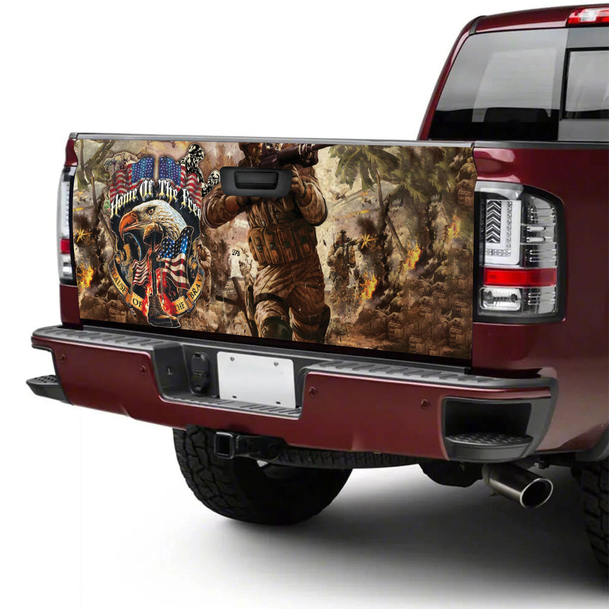 Petthouse | Home Of The Free Tailgate Wrap American Warriors Wrap Battle Artwork Wrap Car Decoration