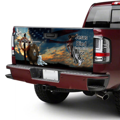 Petthouse | Lion Lamb Christian Tailgate Wrap, Jesus Died On The Cross For Me Christian Truck Decor