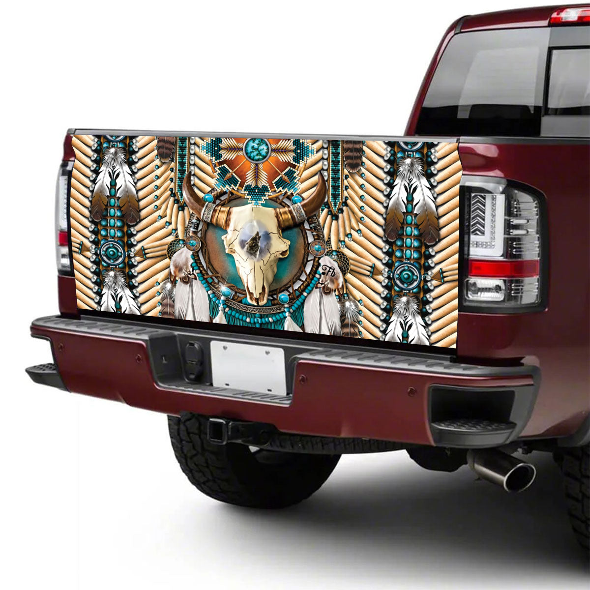 Petthouse | Native American Breastplate Buffalo Skull Tailgate Wrap Decal Native Indigenous Pride