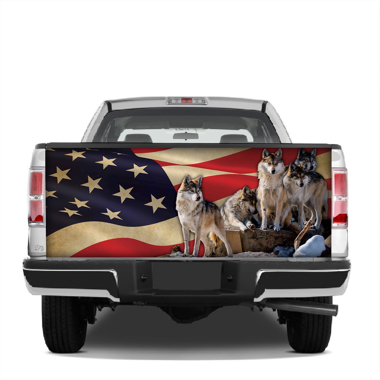 Petthouse | Wolf Family American Printed Tailgate Wrap, Wolf Wildlife Animal Lovers Gift