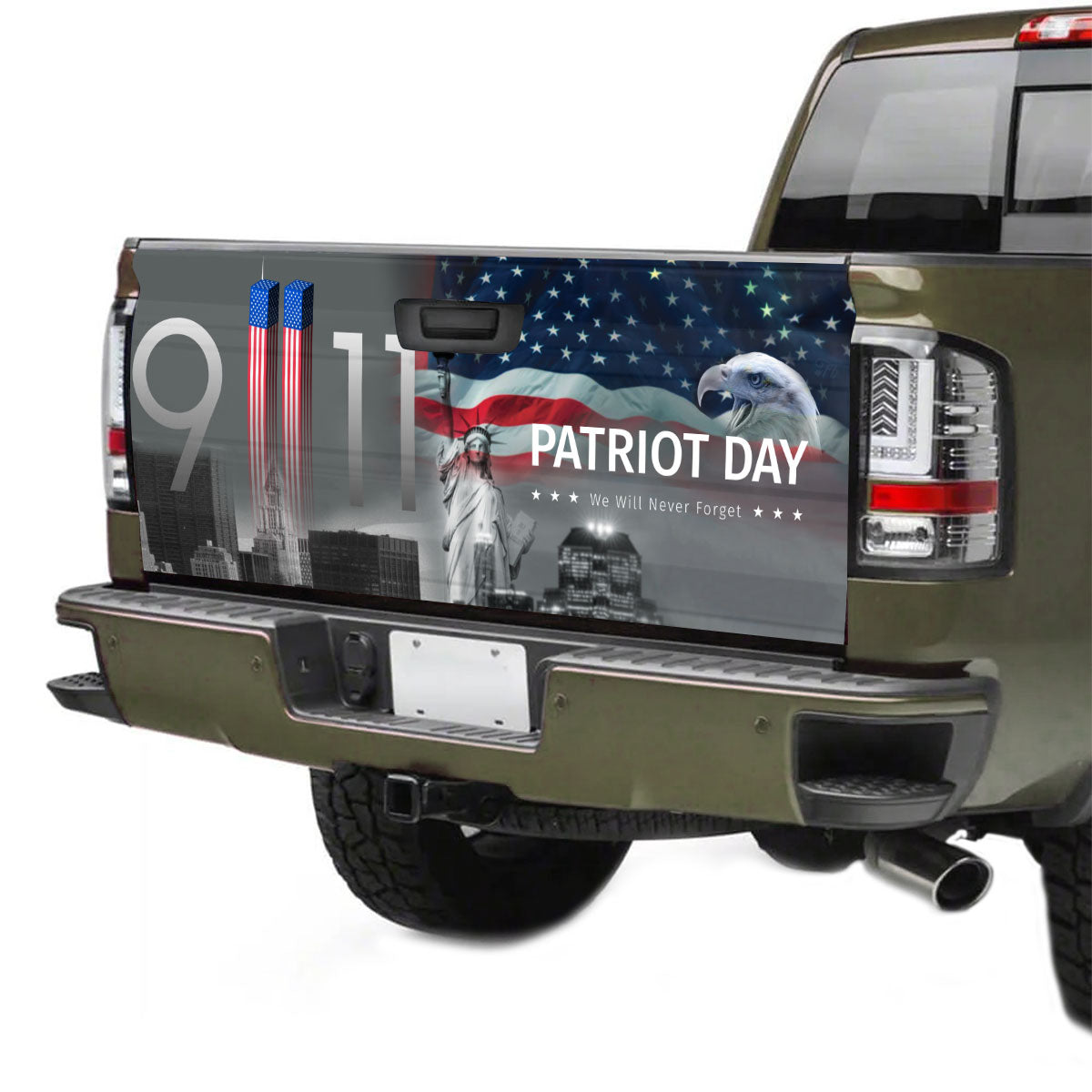 Petthouse | Patriot Day Tailgate Wrap We Will Never Forget Truck Decals American Statue Of Liberty Decor