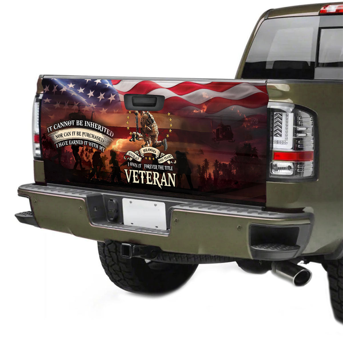 Petthouse | Sweat Blood And Tears American Flag Tailgate Wrap American Veteran Truck Wrap Car Accessories