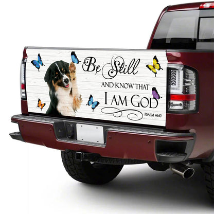 Petthouse | Bernese Mountain Puppy Tailgate Mural Playful Dog Butterflies Graphic Wraps God Bible Verse