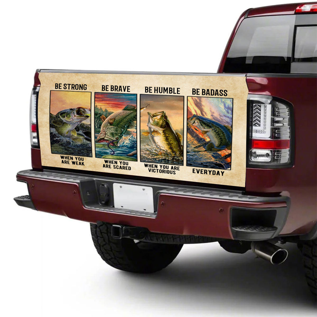 Petthouse | Bass Fishing Truck Tailgate Wrap Fishing Be Strong Be Brave Be Humbler Fishing Lover Gift