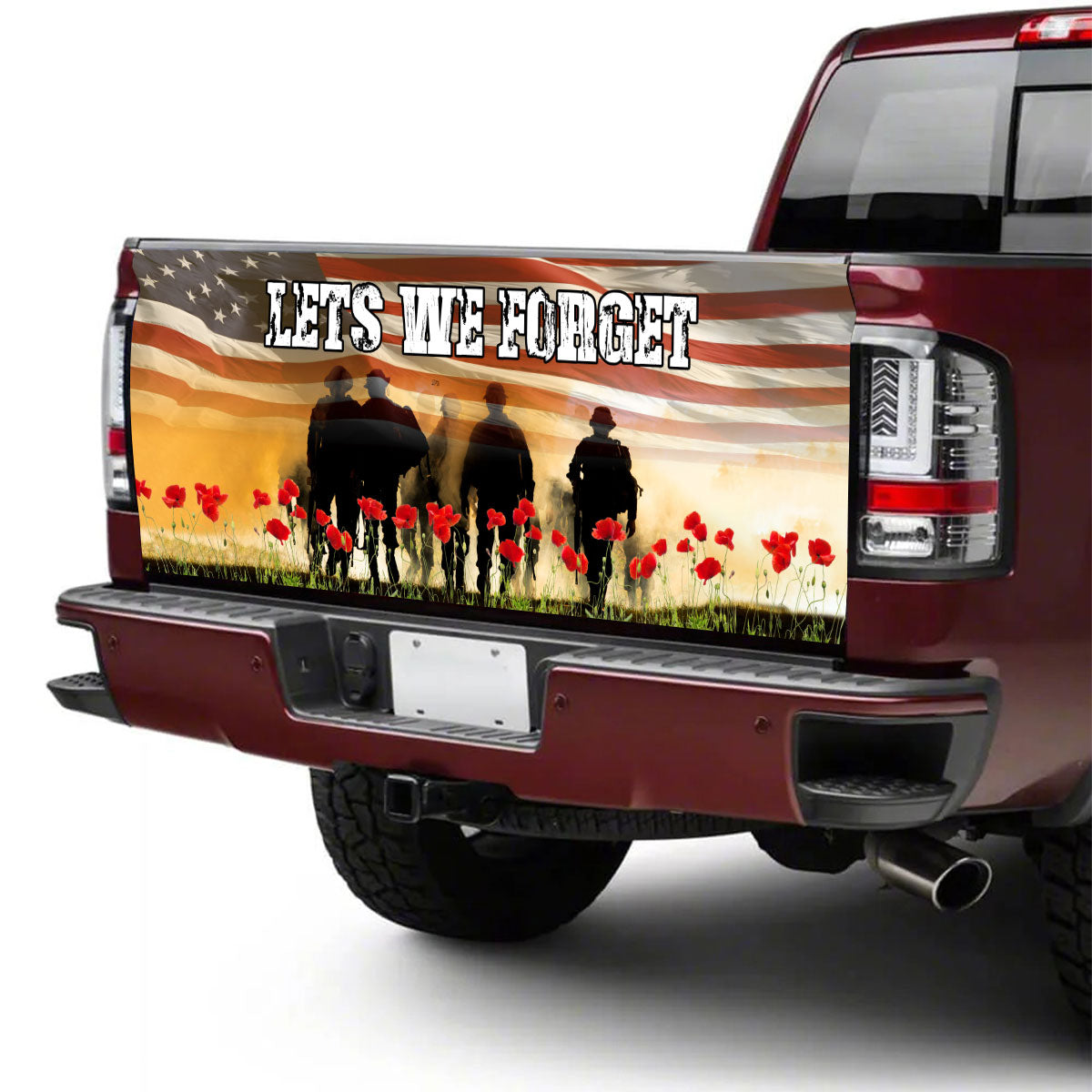 Petthouse | Us Flag Veteran Truck Tailgate Wrap Veteran Memorial Lets We Forget Poppy Flower Remembrance Day