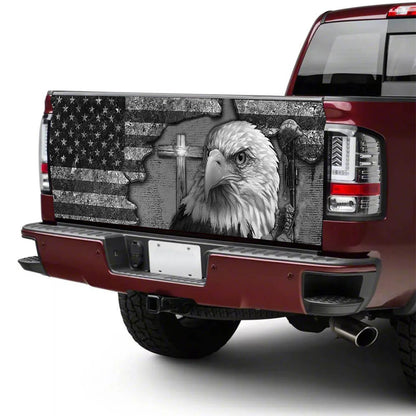 Petthouse | American Eagle Tailgate Wrap Warrior Kneeing Tailgate Cover Fallen Veteran Decal Car Accessories