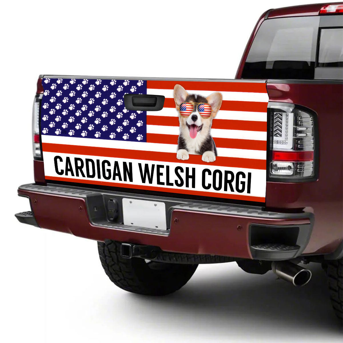 Petthouse | Welsh Corgi Cute Tailgater Decal American Flag Tailgate Wrap Tailgate Decals For Trucks