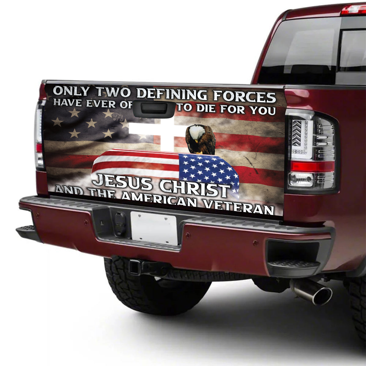 Petthouse | Eagle Jesus Christ American Veteran Tailgate Wrap Vinyl Graphic Decal Sticker American Patriot