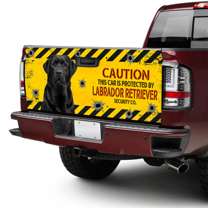 Petthouse | Labrador Retriever Truck Tailgate Wrap Caution This Car Is Protected Tailgate Sticker Car Decor