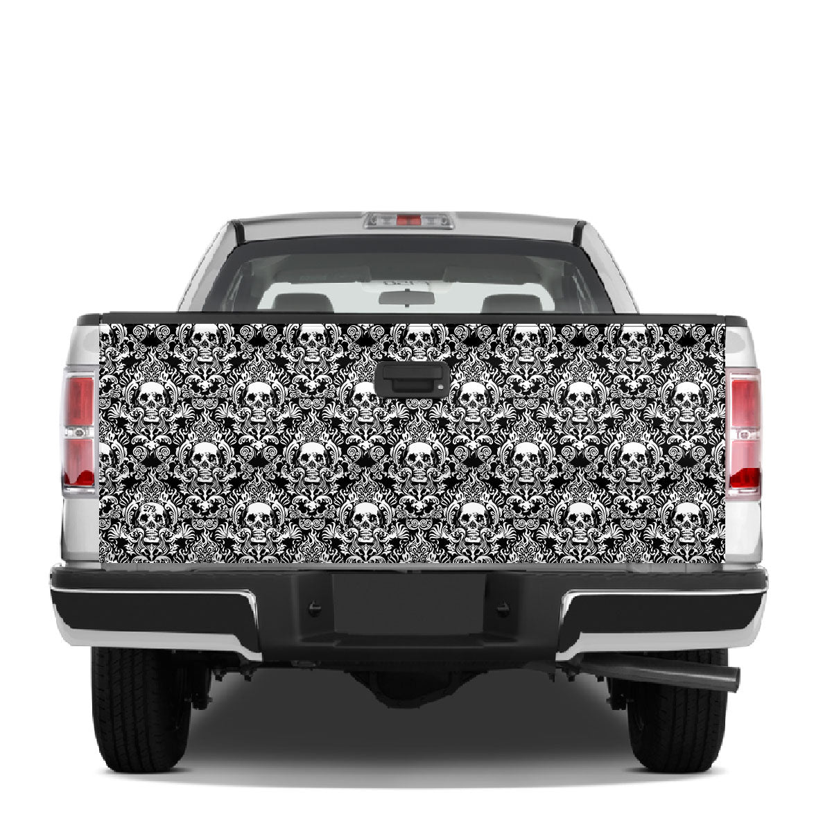 Petthouse | Skull Mandala Pattern Printed Tailgate Wrap, Skull Skeleton Halloween Truck Decor