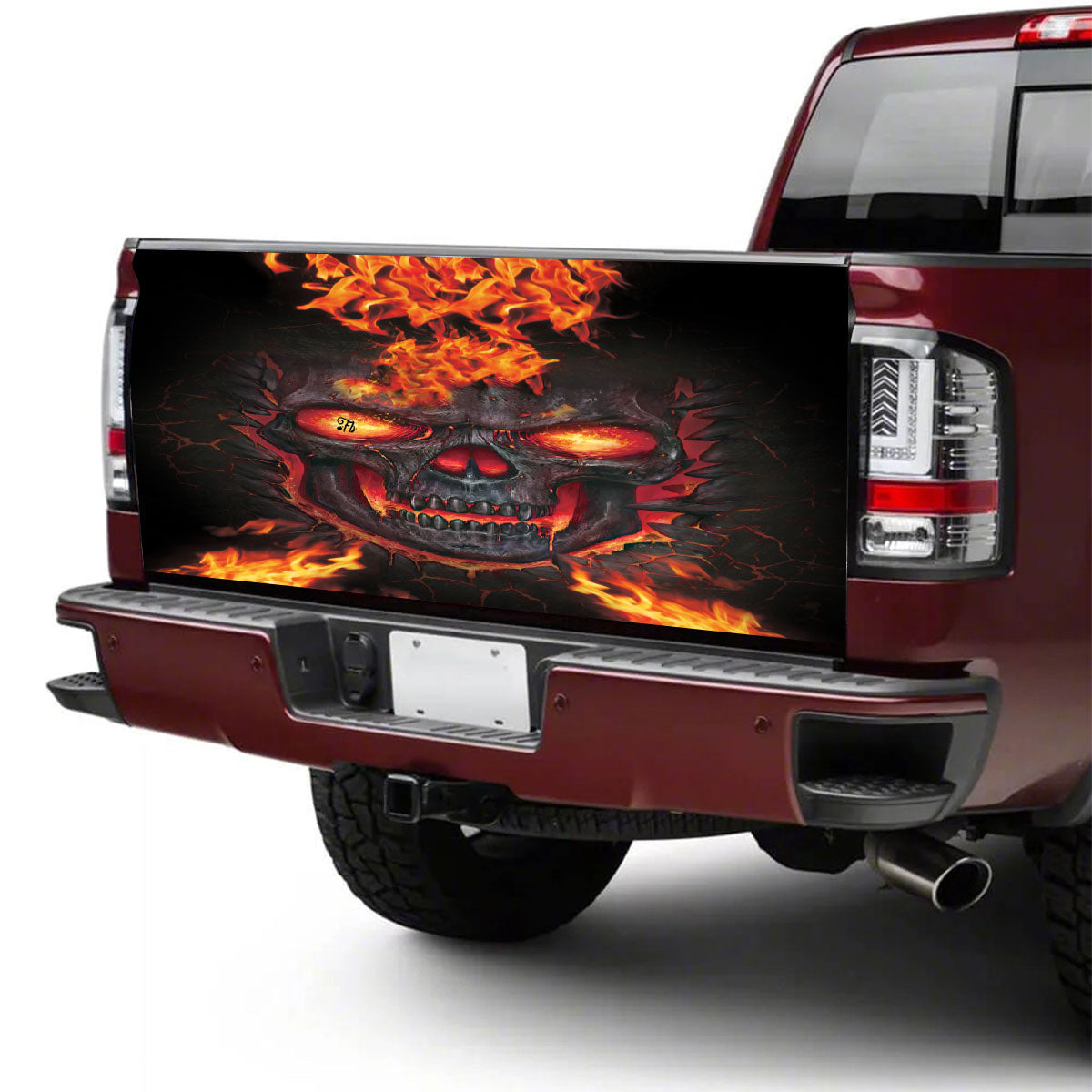 Petthouse | Skull Flaming Tailgate Wrap Skull Burning Tailgate Wrap Lava Skull Wrap Car Decoration