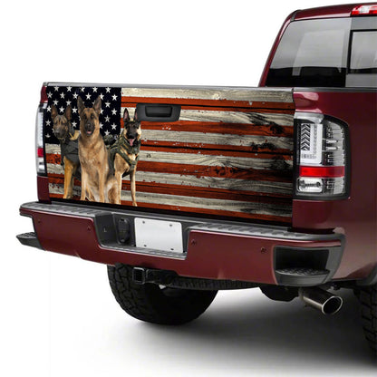 Petthouse | America German Shepherd Dog Tailgate Wrap, Police Dad Truck Decor Gift Idea