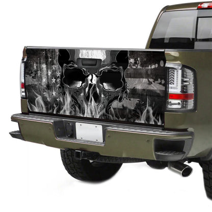 Petthouse | Camping Hell Skull Head Tailgate Wrap Horned Skull Tailgate Vinyl Graphic Wrap Gift For Active Boys