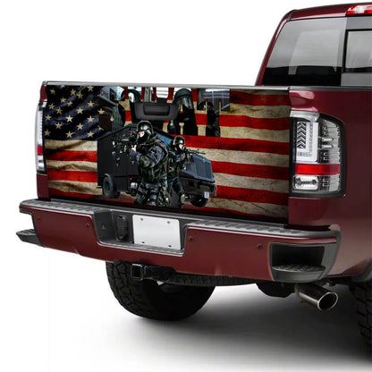 Petthouse | Swat Tailgate Wrap, Swat America Wrap, Old America Flag Background Wrap, Security Forces Cover