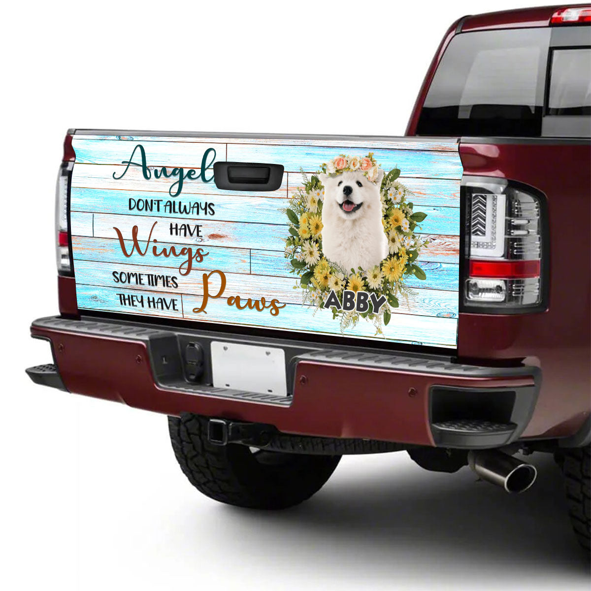 Petthouse | Customize Gift Samoyed Cute Dog Tailgate Vinyl Graphic Wrap Truck Tailgate Decal