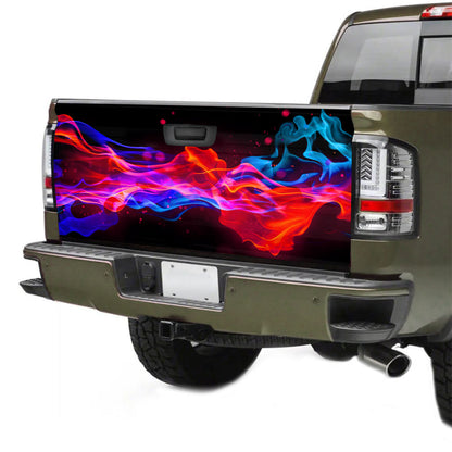 Petthouse | Fire Flames Car Truck Decals Blue Wave Tailgate Wraps For Pickup Wave Abstract Best Gift For Fathers Day