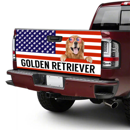 Petthouse | Golden Retriever American Flag Tailgate Wrap Dog Mom Dog Dad Tailgate Decals For Trucks