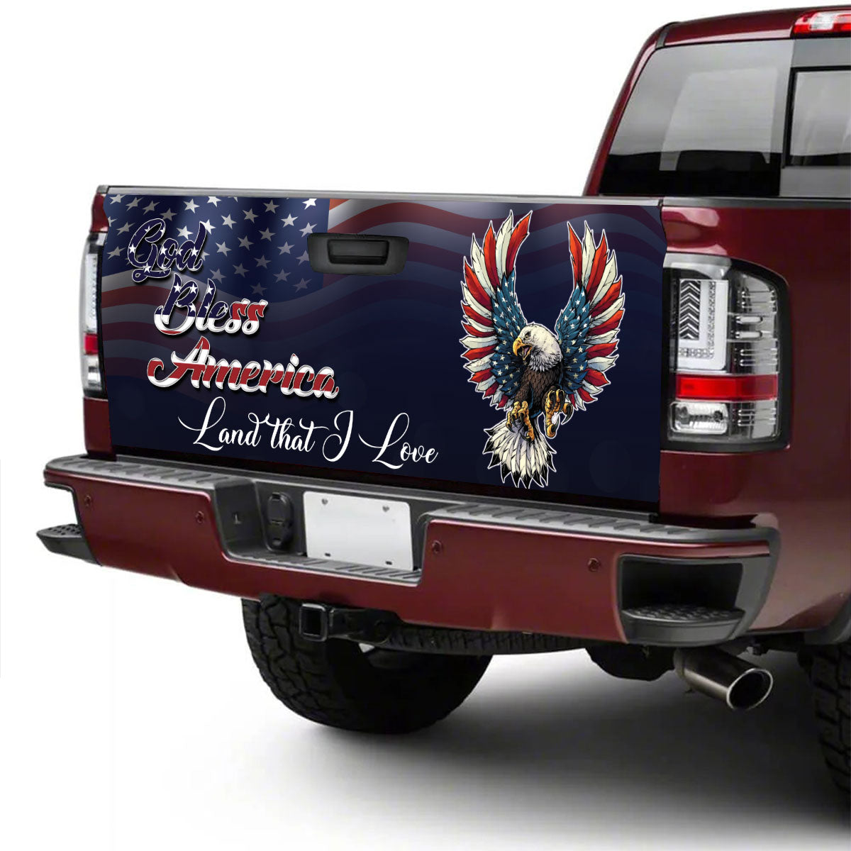 Petthouse | God Bless America Tailgate Wrap Decal Jesus Christ Happy 4th Of July Graphic Wraps Truck Decor