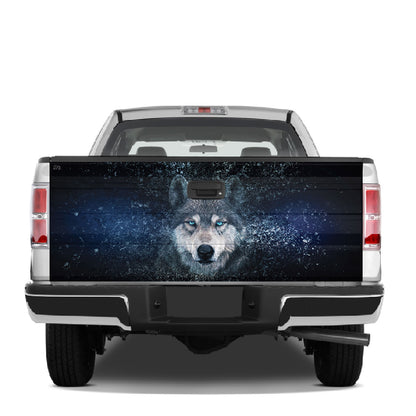 Petthouse | Wolf Face Space Printed Tailgate Wrap, Wolf Wildlife Animal Lovers Truck Decor Gift