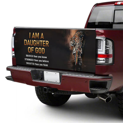 Petthouse | Christ Fighter Tailgate Wrap Lion Jesus Tailgate Cover I Am A Daughter Of God