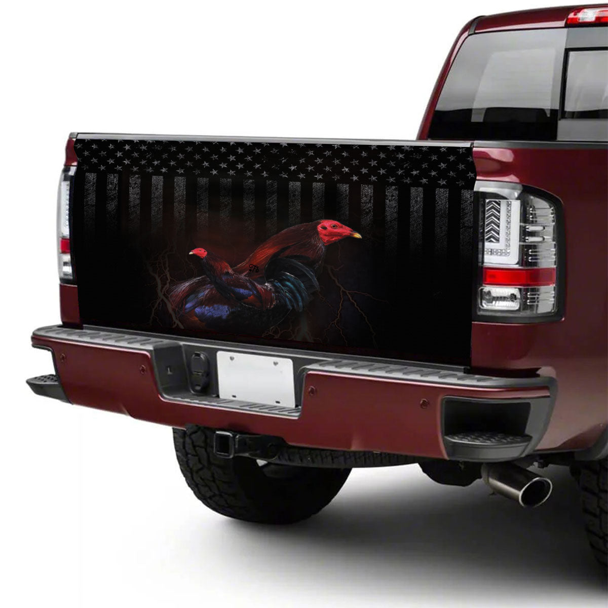 Petthouse | Fighting Cock Tailgate Wrap American Flag Tailgate Cover American Fighting Cock Cover Car Decor