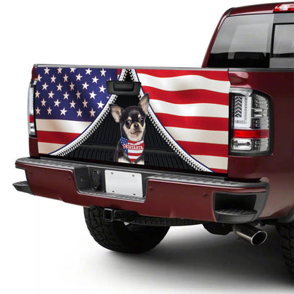 Petthouse | Chihuahua American Flag Bandana Tailgate Wraps For Trucks Patriotic Tailgate Sticker