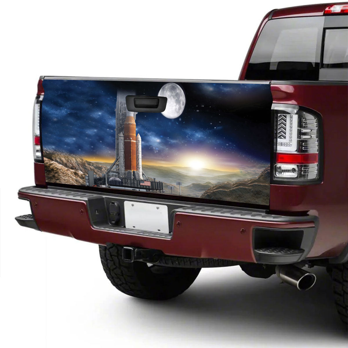 Petthouse | Rocket Moon Night Tailgate Wrap Decal Rocket Sticker Truck Decoration Father Gift Idea