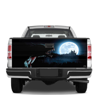 Petthouse | Wolf Moon Forest Printed Tailgate Wrap, Horror Wolf Lovers Truck Decor Gift Dad Gift