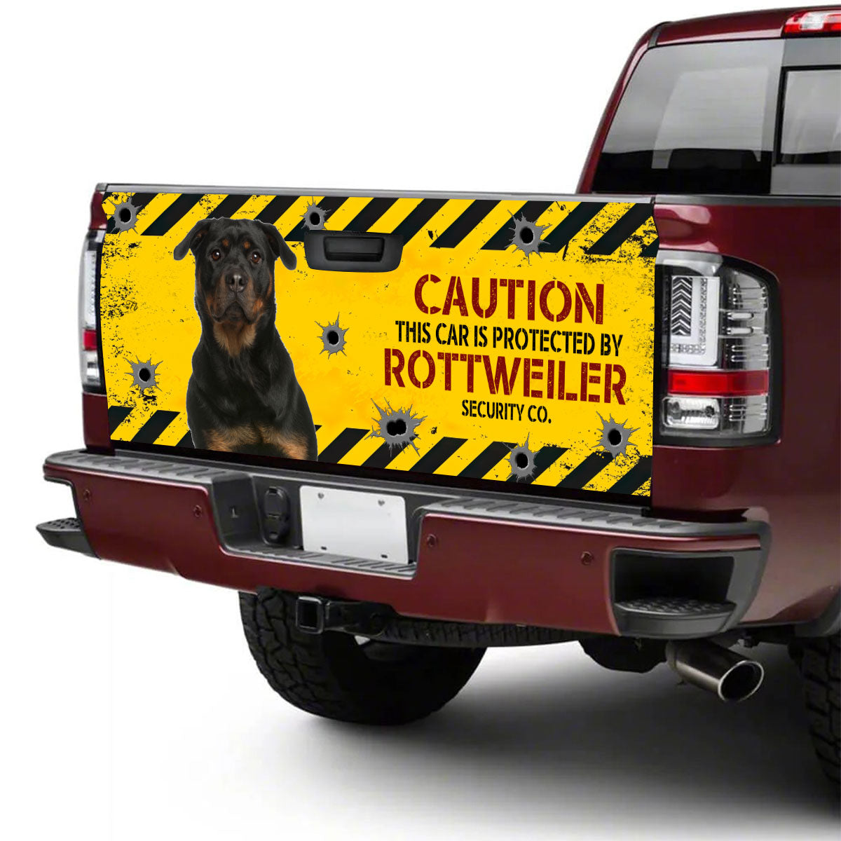 Petthouse | Rottweiler Tailgate Wraps For Trucks Funny Caution Protected By Rottweiler Tailgate Sticker