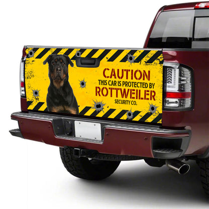 Petthouse | Rottweiler Tailgate Wraps For Trucks Funny Caution Protected By Rottweiler Tailgate Sticker