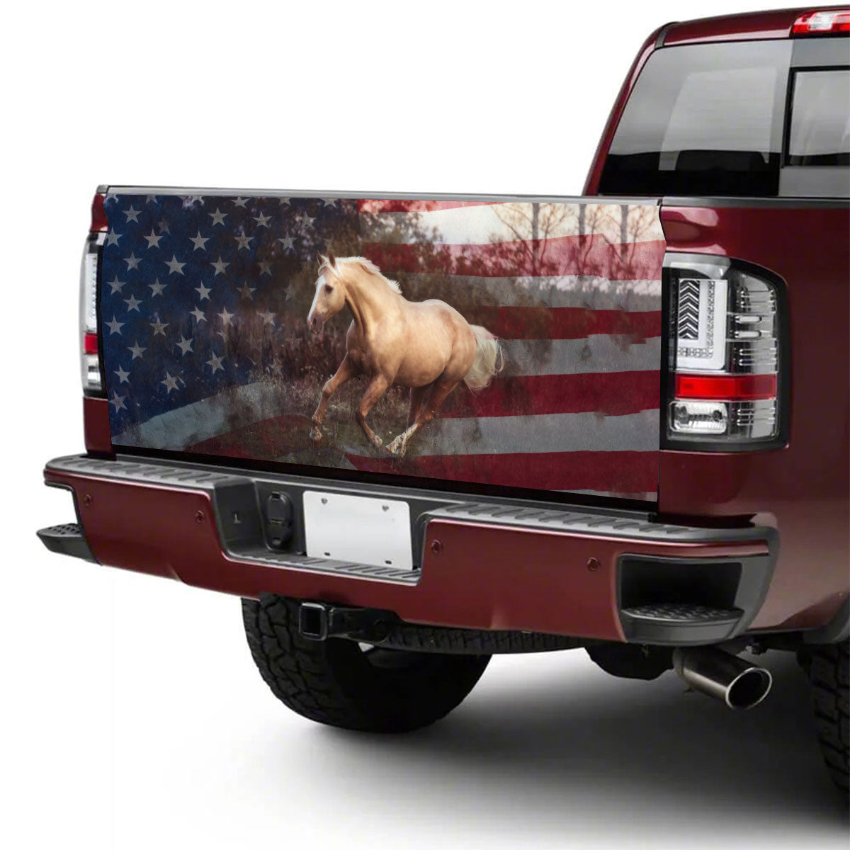 Petthouse | Running Horse American Flag Truck Tailgate Decal Horse Lover Cowboy Gift New Car Gift