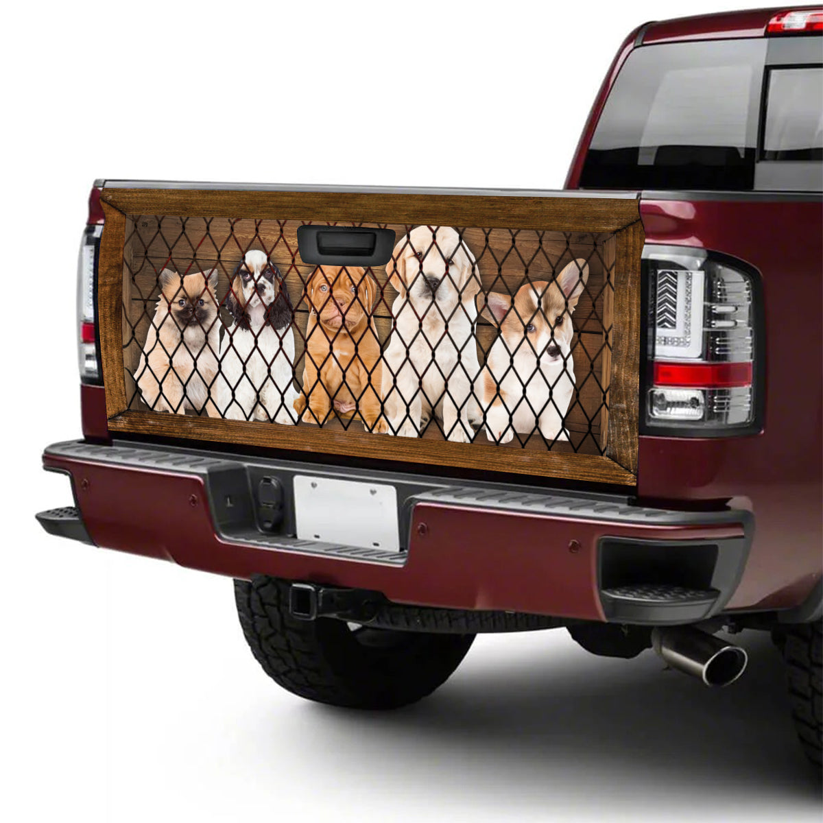 Petthouse | Cute Puppies In Cage Tailgate Wrap For Trucks Dog Tailgate Decals Dog Mom Dog Dad Gift Ideas