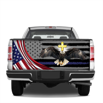 Petthouse | Ea*gle Golden Cross American Tailgate Wrap, Patrotic Day Truck Decor Gift