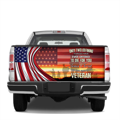 Petthouse | American Veteran Wrap Jesus Christ Tailgate Cover America Flag Wrap America Patriot Gift