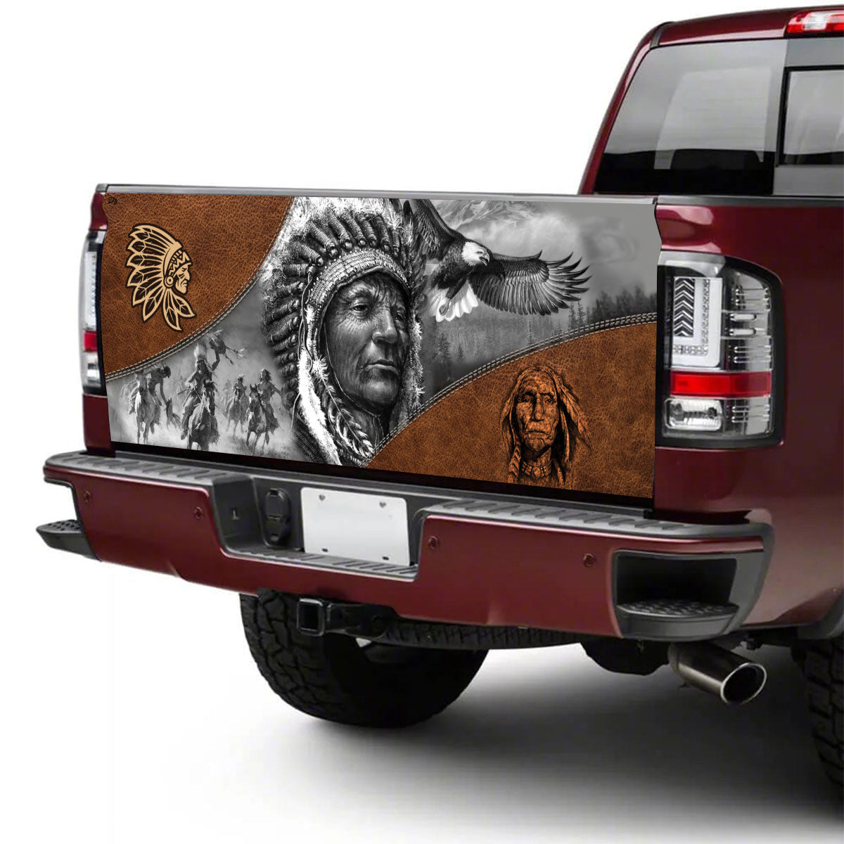 Petthouse | Native American Chief Eagle Tailgate Wrap Vinyl Graphic Decal Sticker Native Pride Graphic Wraps